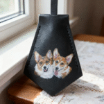 Custom Hand Painted Pet Leather Bag Charm Personalized Handmade Keychain Pet Portrait DogCat Memorial Gift Keyring Leather Luggage Tag