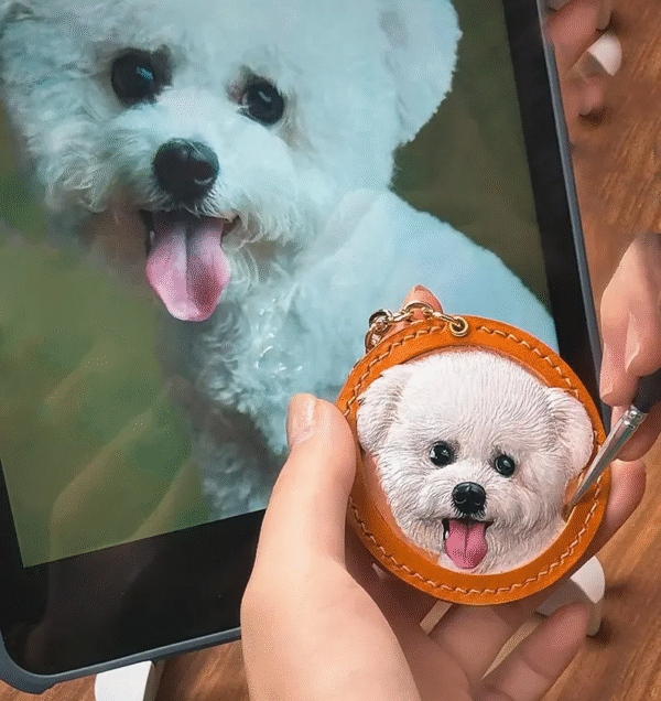 1.Custom Pet Portrait Leather Keychain - Handmade 3D Embossed DogCat Portrait - Unique Commemorative Gift and Everyday Accessory Custom Pet Portrait Leather Keychain - Handmade 3D Embossed DogCat Portrait - Unique Commemorative Gift and Everyday Accessory