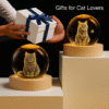 10 Personalized Pet Portrait Crystal Ball Light - Custom 3D Engraved Memorial Gift for Dog Cat Loss, Anniversary Keepsake with Wood Base