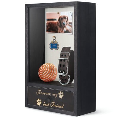 2 Personalized Pet Memorial Box with Drawer - Custom Name Engraved, Dog Cat Urn for Ashes, Keepsake Shadow Box, Sympathy Gift, Cedar Wood