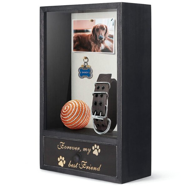 Personalized Pet Memorial Box with Drawer - Custom Name Engraved, Dog Cat Urn for Ashes, Keepsake Shadow Box, Sympathy Gift, Cedar Wood