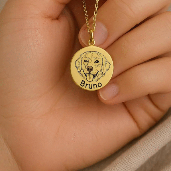 28.90USD Custom Pet Portrait Necklace Engraved Photo Memorial Jewelry