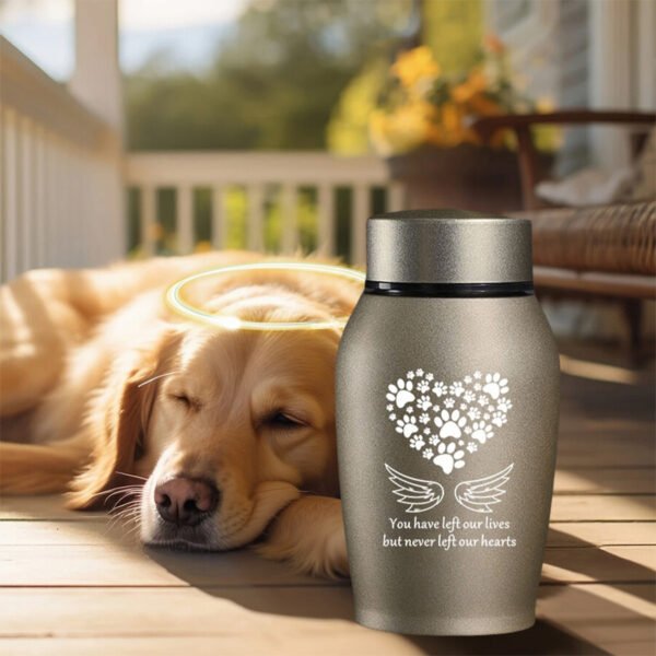 Stainless Steel Pet Memorial Urn - Available in 13.97 cm and 17.78 cm  Sealed Ash Container for Dogs and Cats  Elegant Memorial Gift, Protective Screw-Top Design, Timeless Style, Durable Construction for Bereaved Fa