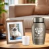 Stainless Steel Pet Memorial Urn - Available in 13.97 cm and 17.78 cm  Sealed Ash Container for Dogs and Cats  Elegant Memorial Gift, Protective Screw-Top Design, Timeless Style, Durable Construction for Bereaved Fa