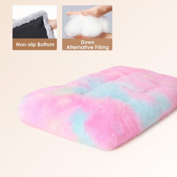 4 Extra-large 109.22 x 73.66 cm orthopedic dog bed - Non-slip washable crate pad with plush faux fur, suitable for large and medium dogs, heavy-duty support, maximum weight 29.94 kg, soft cushion for joint health, eas