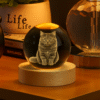 6 Personalized Pet Portrait Crystal Ball Light - Custom 3D Engraved Memorial Gift for Dog Cat Loss, Anniversary Keepsake with Wood Base
