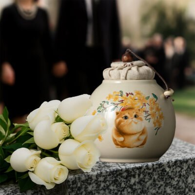 Cat Pattern Flower Design, Handmade Ceramic Pet Urn, Small Dog, Cat, Rabbit Ash Container, Memorial Cremation Jar for Pets, Funeral Hair Memorial Box, Pet Owner Cat Pattern Flower Design, Handmade Ceramic Pet Urn, Small Dog, Cat, Rabbit Ash Container, Memorial Cremation Jar for Pets, Funeral Hair Memorial Box, Pet Owner
