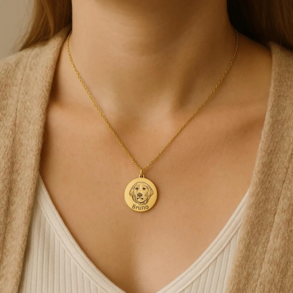 Custom Pet Portrait Necklace Engraved Photo Memorial Jewelry Custom Pet Portrait Necklace Engraved Photo Memorial Jewelry