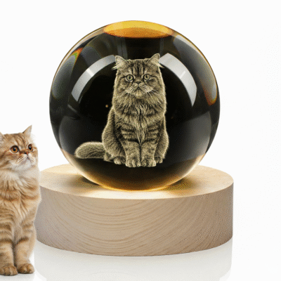 Personalized Pet Portrait Crystal Ball Light - Custom 3D Engraved Memorial Gift for Dog Cat Loss, Anniversary Keepsake with Wood Base Personalized Pet Portrait Crystal Ball Light - Custom 3D Engraved Memorial Gift for Dog Cat Loss, Anniversary Keepsake with Wood Base