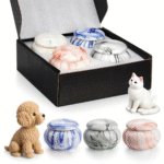 1.57" Textured Ceramic Memory Keepsake - Mini Cremation Urn for Precious Memories | Marble & Mosaic Inlay Pet Memorial (1.2in³ Capacity, 4 Colors) Garden & Home Display Gift