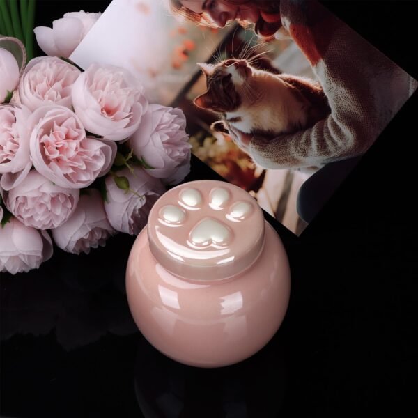 主图_06 Engravable Pet Urn Handmade Pink Ceramic Memorial Box