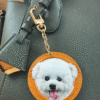 单宠挂件 (4) Custom Pet Portrait Leather Keychain - Handmade 3D Embossed DogCat Portrait - Unique Commemorative Gift and Everyday Accessory