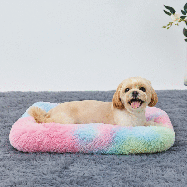 豆绘AI_9622153 Extra-large 109.22 x 73.66 cm orthopedic dog bed - Non-slip washable crate pad with plush faux fur, suitable for large and medium dogs, heavy-duty support, maximum weight 29.94 kg, soft cushion for joint health, eas